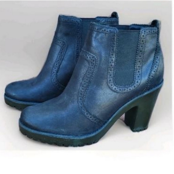 Sperry Leather Claremont Black High Heel Chelsea Ankle Lug Chunky Boot Women 8.5 - Picture 2 of 10